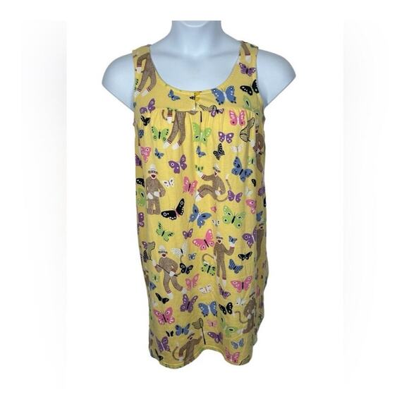 Nick & Nora Sock Monkey Butterfly Yellow Nightgown Sleep Shirt Size Small - Picture 2 of 9